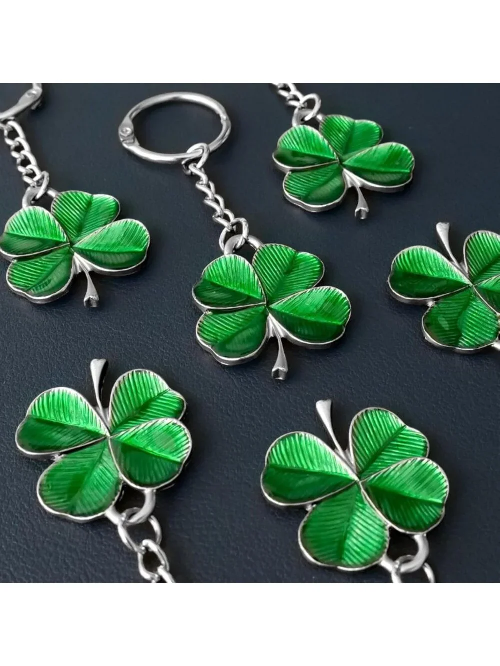 Vintage Four Leaf Clover Keychain | Shamrock Good Luck Charm | St. Patrick's Day